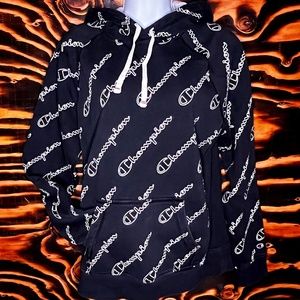 Champion 2000s All Over Print Cotton Hoodie | Youth L; fits adult sizes too!